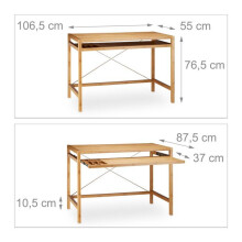 Escrivaninha moderna com armazenamento prático 120 x 60 x 75 cm em bambu natural