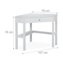 Escrivaninha de canto compacta com gaveta de armazenamento 70 x 50 x 75 cm em madeira branca