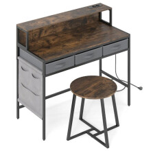 Escrivaninha de informática com banqueta 110 x 50 x 95,5 cm ergonômica com armazenamento design em