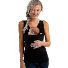 (S, Black Woman) Baby Linne Kangaroo Large Pocket T-shirt
