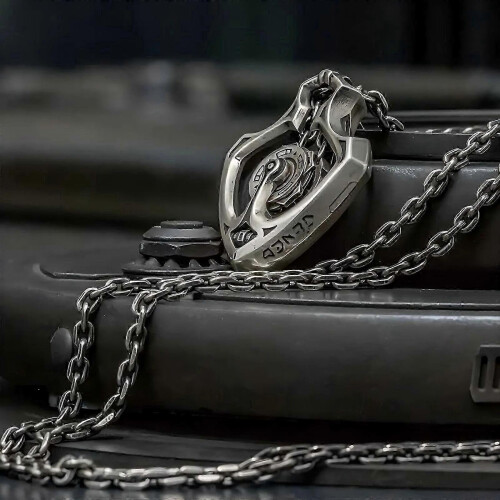 Mechanical Rotatable Gear Shuttle Pendant Necklace Men's Retro 1