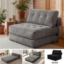 (Grey) Levede Convertible Sofa Bed 3-IN-1 Portable Boneless Counch Lightweight Foldable