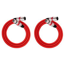 2X XLR Cable 3Pins XLR Male/Female Panel Mount to XLR Female/Male Connector Pass Through MIC Extension Converter Red