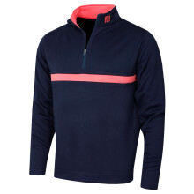 (XL, Navy) Footjoy Mens Inset Stripe Midlayer Stretch Wicking Golf Sweater