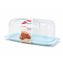 Bread & Cake Box Bin 36cm Acrylic Lid Plastic Base Clear Green Storage Keeper