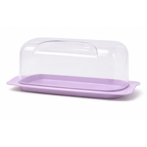 Bread & Cake Box Bin 36cm Acrylic Lid Plastic Base Clear Purple Storage Keeper