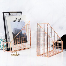 2x Gold/Rose Gold Electroplated Iron Book Holder Desktop Shelf File Magazine Book Stand