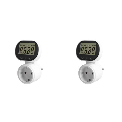 2X Power Meter Digital Wattmeter Electric Meter,Voltmeter  Cost Meter Socket 45Rotatin EU Plug