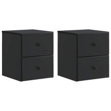 vidaXL Wall-Mounted Bedside Cabinet 2 pcs Black 34.5 x 33 x 40 cm