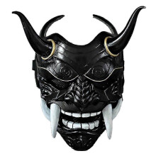 (Black) Samurai Oni Mask for Halloween and Cosplay Parties