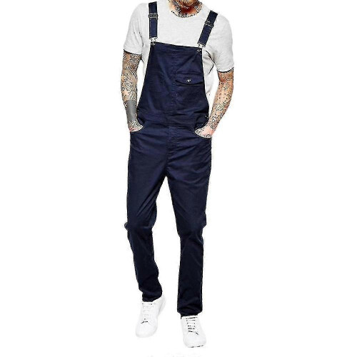 (XL, Blue) Men's Denim Jumpsuit Bib Overalls