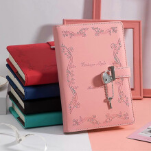 (9.29 x 6.3 x 2.09 inches, Black) Lockable Heart Shaped Leather Journal for Women A5