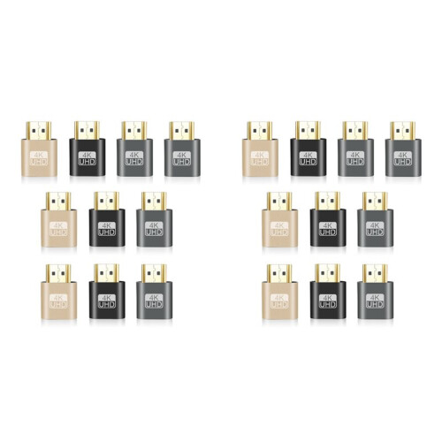 20Pcs -Compatible Virtual Display Adapter 4K EDID Dummy Plug Headless  Display Emulator Video Card Lock Plate