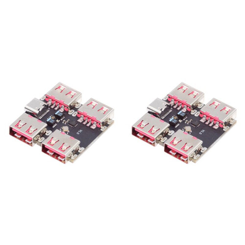 2X Module Hub USB 2.0 Vers 4 Canaux, Répartiteur USB 2.0, Carte D'Extension USB-HUB Type-C 40 Mo/S.