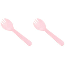 200X Fourchette et Cuillère en Plastique Jetables, Emballage Individuel pour Glaces, Yaourts, Salades de Fruits, Fourchettes et Cuillères A