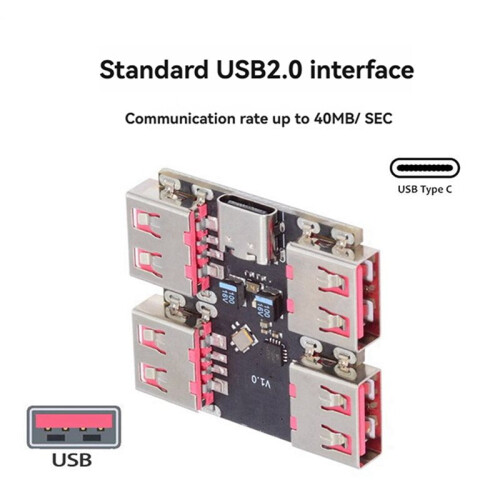 2X Module Hub USB 2.0 Vers 4 Canaux, Répartiteur USB 2.0, Carte D'Extension USB-HUB Type-C 40 Mo/S. 2