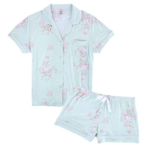 CTM Women's Floral Notched Collar Short Pyjama Set