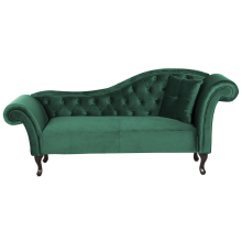 Right-Hand Chaise Longue LATTES Velvet Dark Green