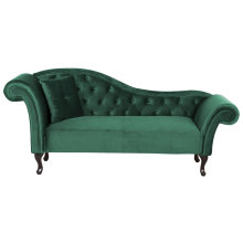 Left-Hand Chaise Longue LATTES Velvet Dark Green