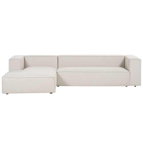 Beliani Corner Sofa 3 Seater VERNON Fabric Light Beige Right Hand