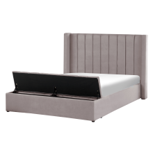 Waterbed with Storage Bench NOYERS Velvet Grey 140 x 200 cm (EU Double)