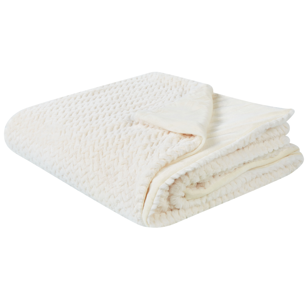 Photos - Duvet Beliani Bedspread SURMI Faux Fur 150 x 200 cm Off-White 