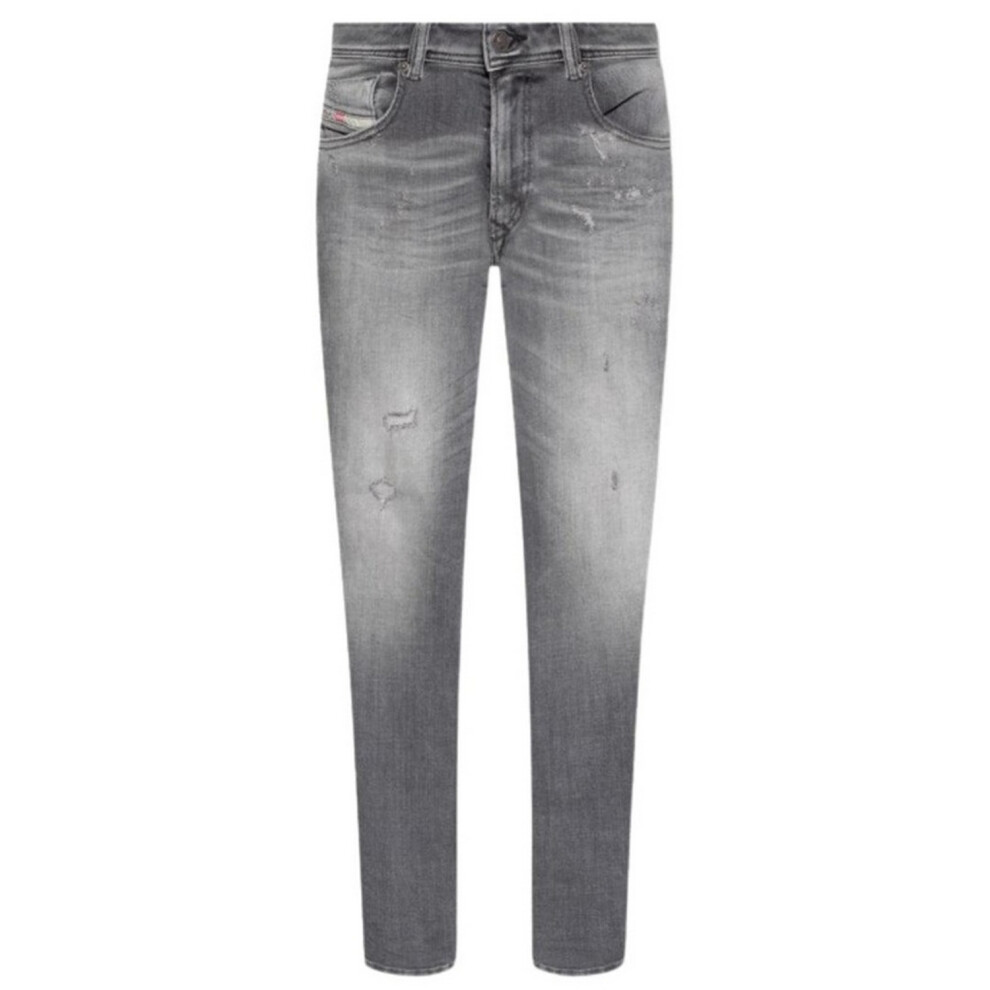 Diesel (32R, Grey Denim) Mens 1979 Sleenker Faded Frayed Edge Jeans