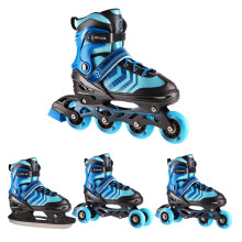 Inline- ja jääkiekkoluistimet, 4-in-1, musta-sininen, koko M