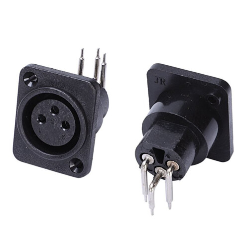 60pcs Black XLR 3pin Female Jack Panel Mount Chassis PCB Socket Connector 2