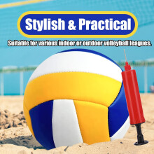 Soft Volleyball And Inflatable Set, Standard Size 5, Yellow Blue And White Color Scheme, Suitable For Indoor And Outdoor Training