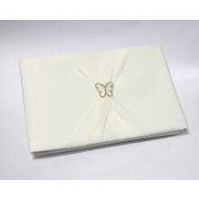 Rhinestone Butterfly Guest Book & Ring Pillow Set - Ivory Satin