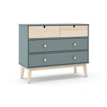 Cómoda de 4 cajones funcionales en verde salvia y oak soft 100x81 cm Misty Cloud
