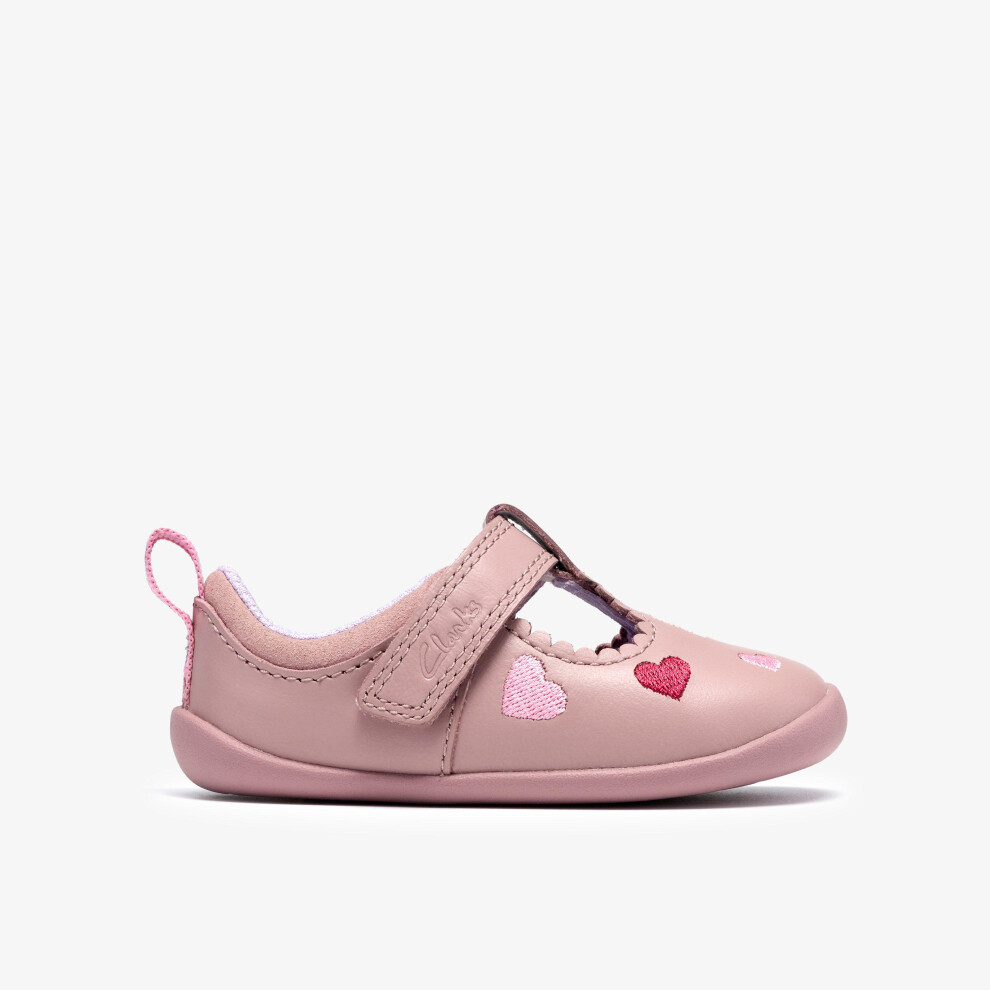 Clarks Girls Pink Roamer Heart Prewalkers - Size 3/F (Standard) Kids - Image 3