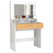 Dressing Table Hairdressing Table Mirror Kosmal White / Honey Oak