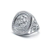 (U) Jewelco London Men's Solid 925 Silver Dragon Slayer St George & Dragon Medallion Ring (Full Sov Size) - ARN114-F-SG