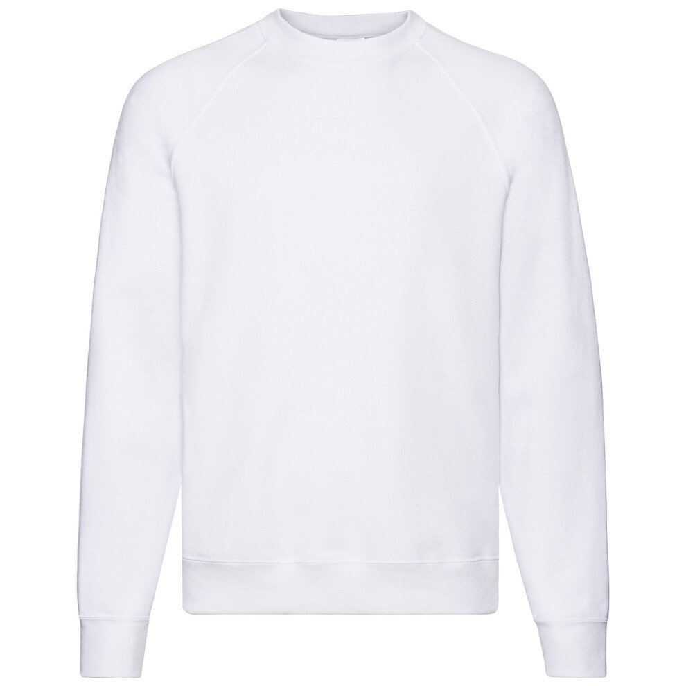 Fruit Of The Loom (L, White) Mens Classic 80/20 Raglan Sweatshirt