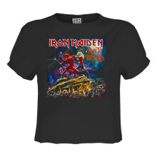 (L, Charcoal) Amplified Womens/Ladies Run To The Hills Iron Maiden Crop Top