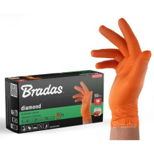 Schoonmaakhandschoenen - afwashandschoenen Bradas - RWJNDOR8 - NITRIL HANDSCHOENEN DIAMANT ORANJE M 7-8 /50st.