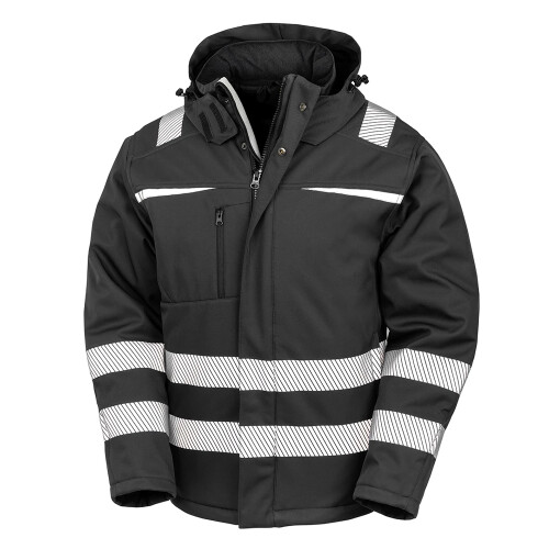 Result (L, Black) Result Safeguard Mens Dynamic Hi-Visibility Softshell Work Coat