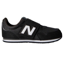 (7 UK Child, Black/White) New Balance Childrens/Kids Logo Leather Hook and Loop Flat Shoes