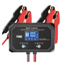 Chargeur de Batterie Intelligent Double Canal 12 V 10 A / 24 V 5 A pour Batteries Lithium AGM, Gel, Plomb-Acide LiFePO4 (Voiture et Moto) - Norme UE