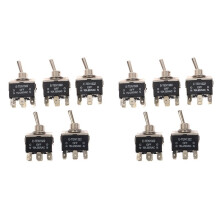 Lot de 10 Interrupteurs à Bascule Robustes pour Voiture et Bateau, 15 A, 250 V, 6 Broches, 3 Positions, SPST Marche/Arrêt