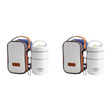 2X Stainless Steel Vacuum Thermal Lunch Box with HangBag Food Warmer Soup Cup Vacuum flask Containers Bento Lunch Box