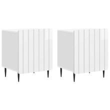 vidaXL Bedside Cabinet 2 pcs High Gloss White 43 x 34.5 x 52 cm