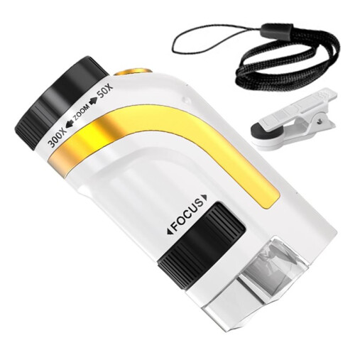 Kids Pocket Microscope 50x-300x Magnification with LED Light, Portable Handheld Digital Microscope for Children B