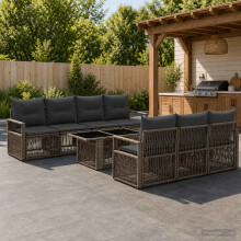 vidaXL Gartensofa-set 8 stk. Grau und Dunkelgrau Poly-Rattan