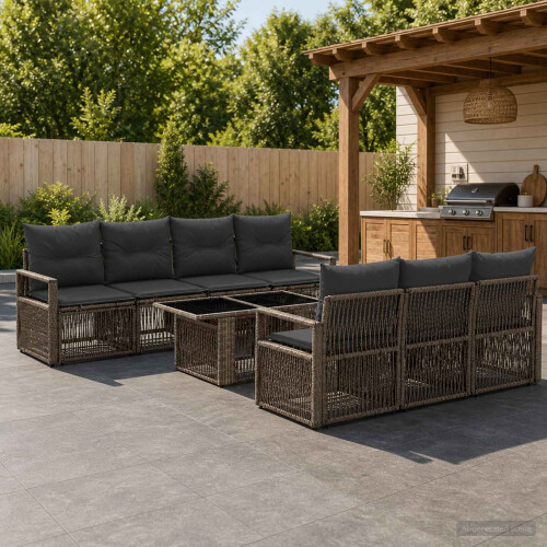VidaXL vidaXL Gartensofa-set 8 stk. Grau und Dunkelgrau Poly-Rattan