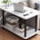 （White）2 Tier Sofa Coffee Side Table End Table Bedside Table with Storage Shelf Table 1