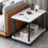 （White）2 Tier Sofa Coffee Side Table End Table Bedside Table with Storage Shelf Table 3