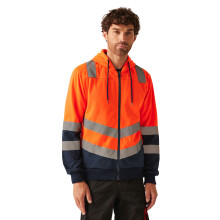 (Orange) Regatta Adults Hi Vis Pro Full Zip Hoodie orange navy grey UK Size
